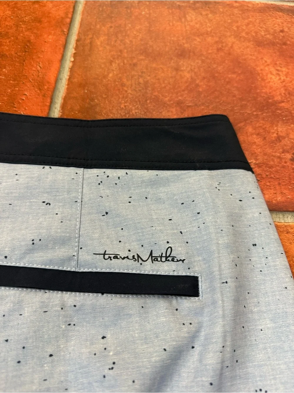 Travis Mathew Light Blue Boardshorts with Navy Trim